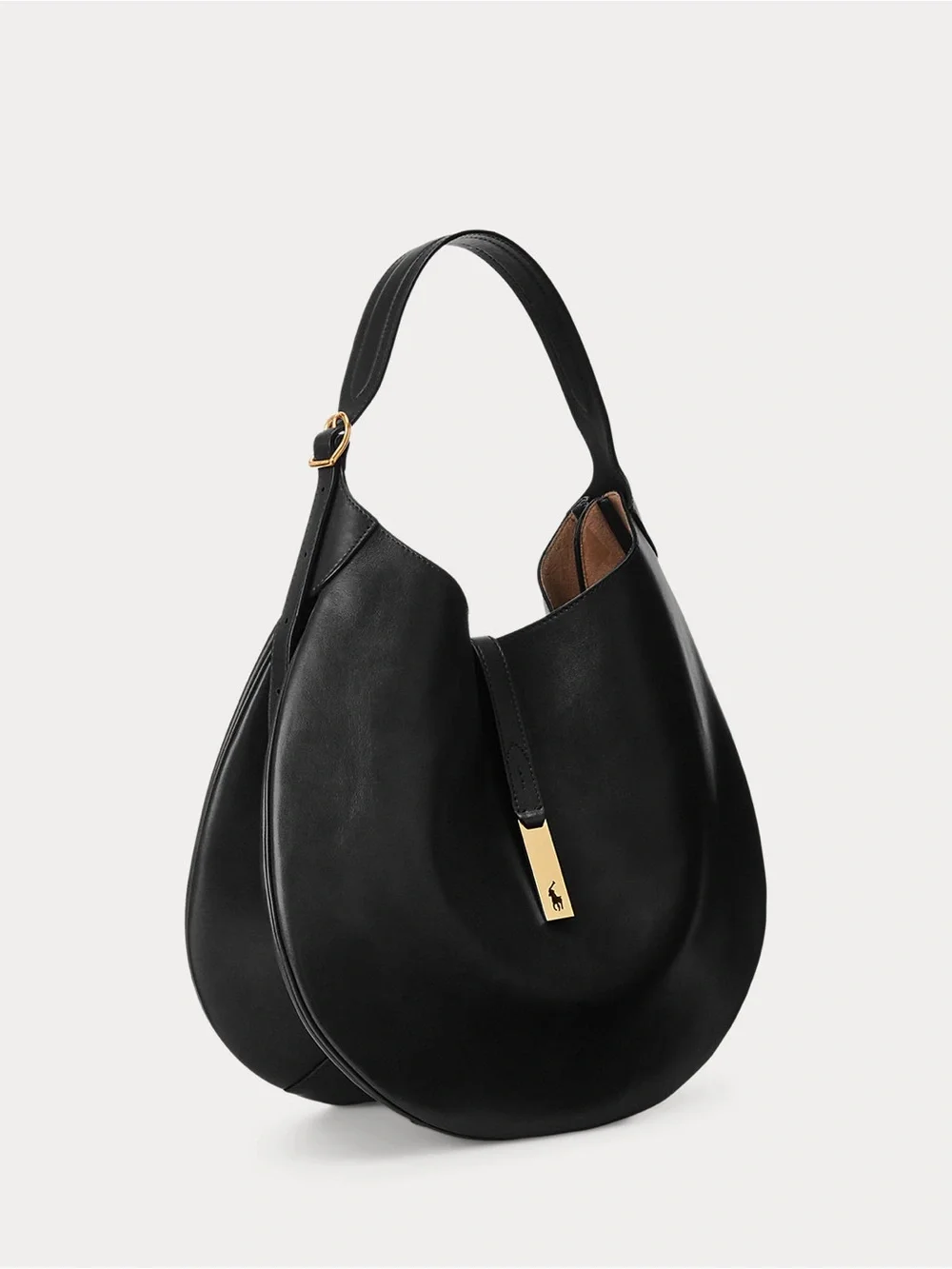 Ralph Lauren Polo ID Calfskin Large Shoulder Bag in Black